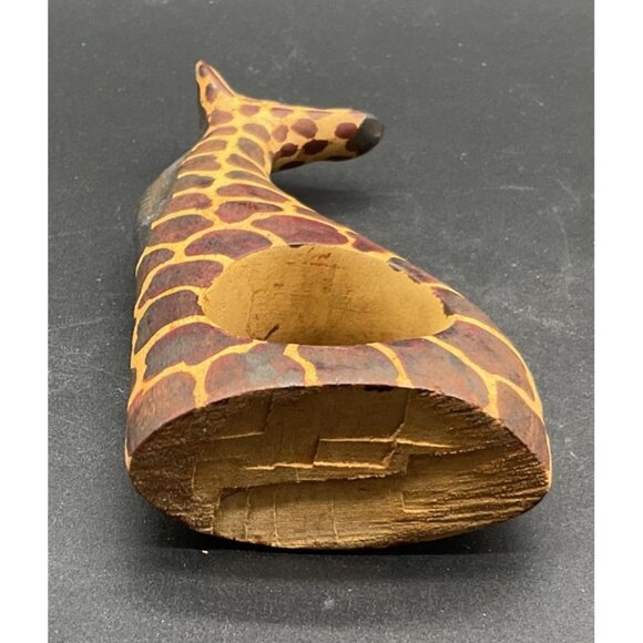 Hand-Carved Wooden Giraffe Figurine With Cutout Design 6" Tall Brown & Tan - Picture 6 of 6